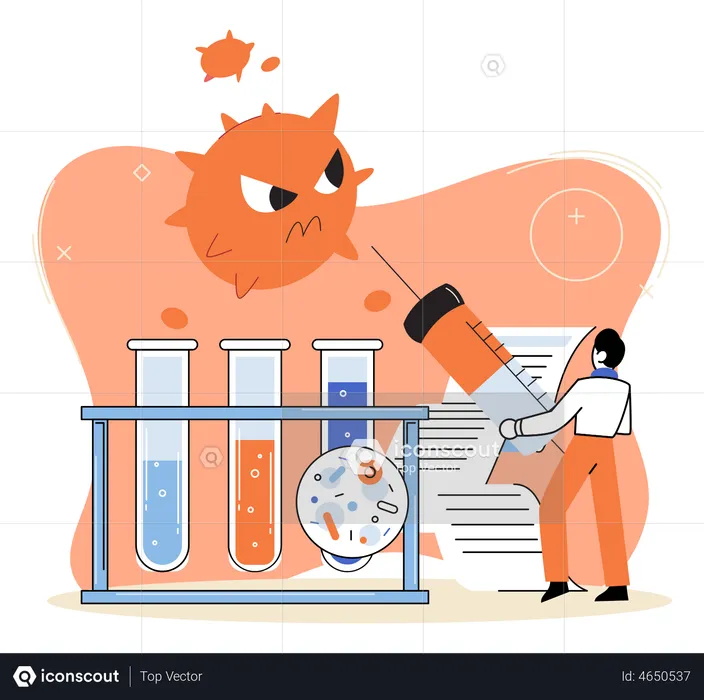 Scientist doing experiment on coronavirus  Illustration