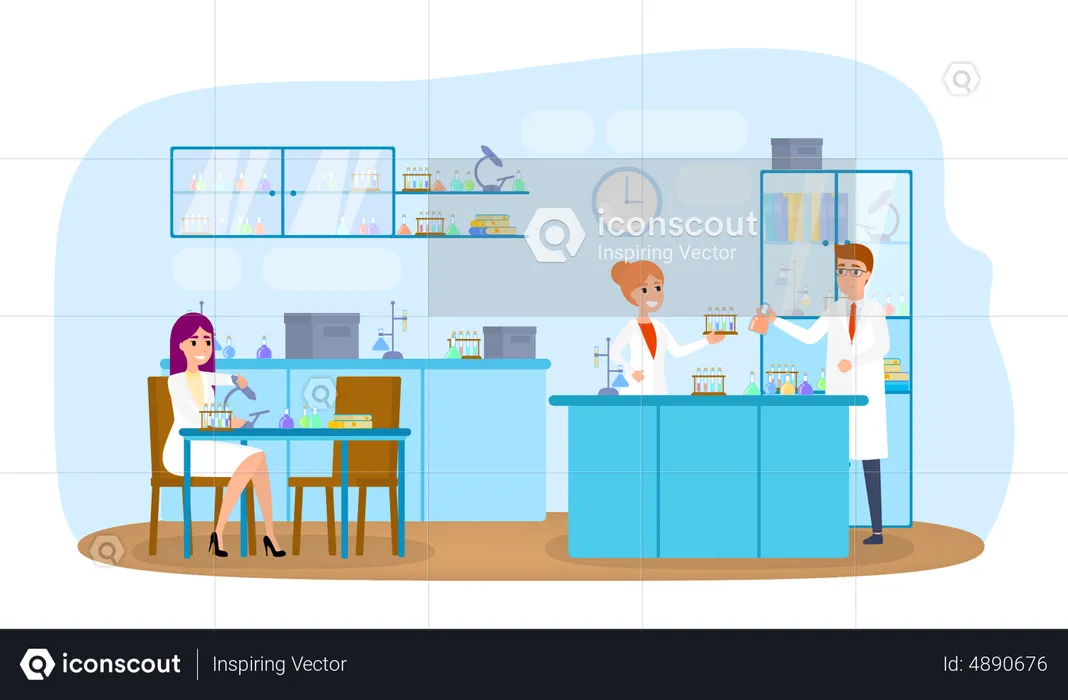 Scientist doing laboratory experiement  Illustration