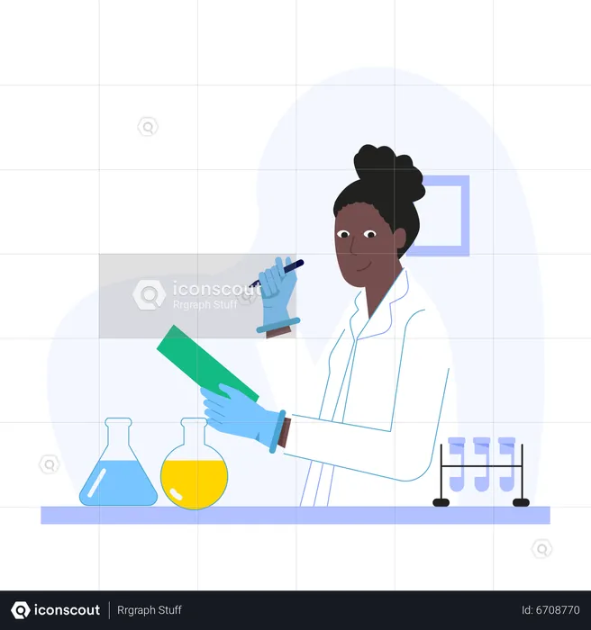 Scientist Doing Medical Research In Lab  Illustration