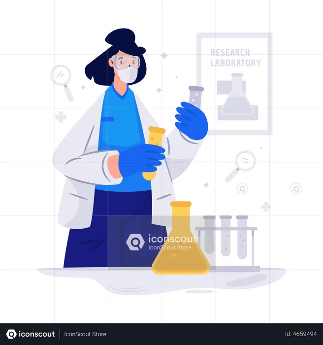 Scientist Doing Research  Illustration