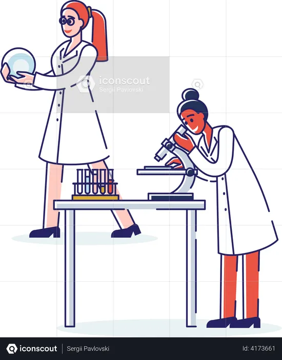 Scientist doing research in laboratory  Illustration