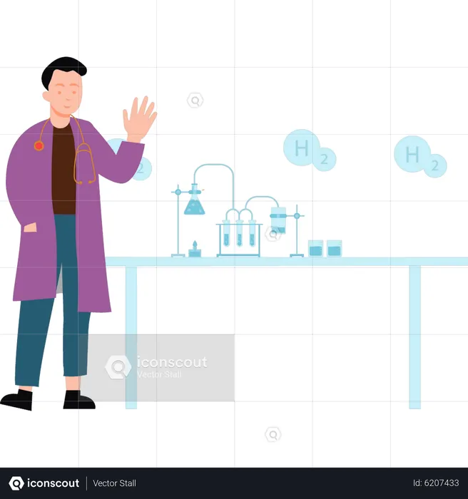 Scientist doing research in laboratory  Illustration