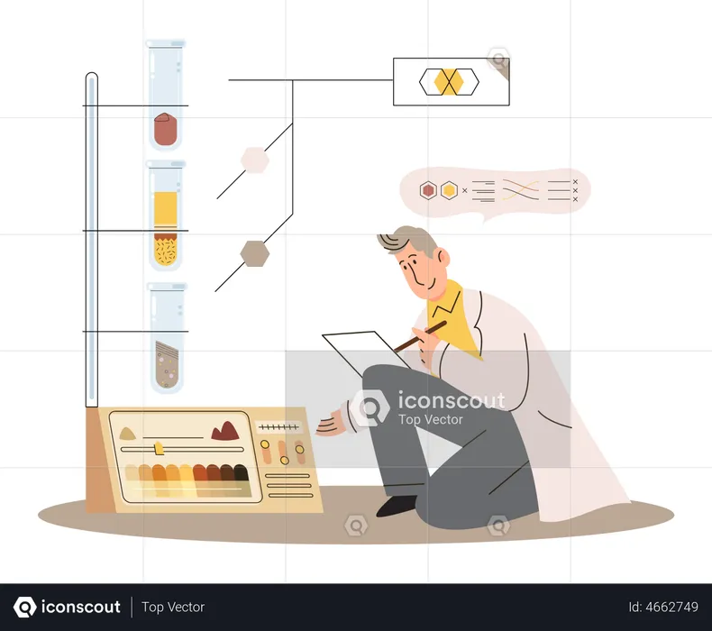 Scientist doing soil experiment  Illustration