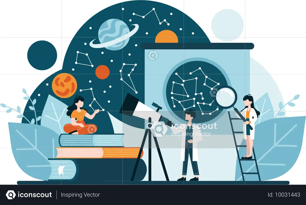 Scientist doing space research  Illustration