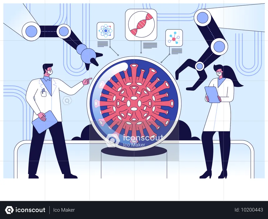 Scientist doing study on coronavirus  Illustration