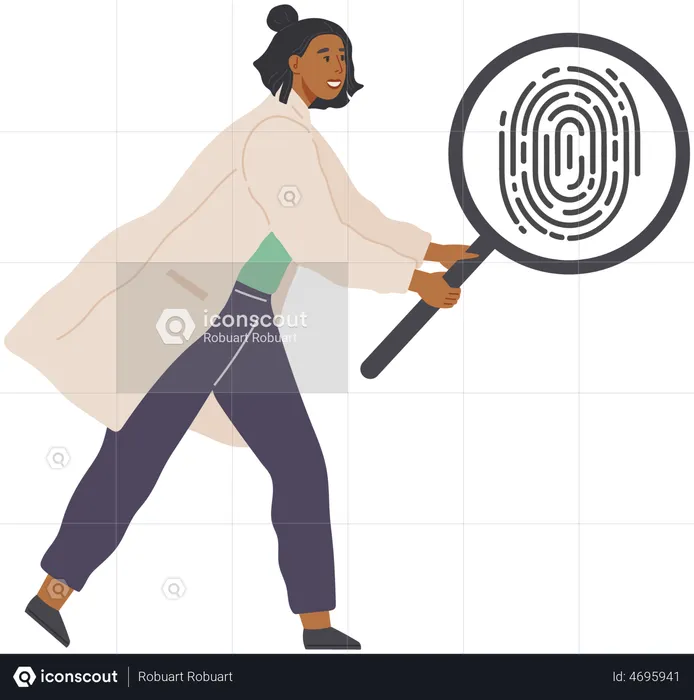 Scientist Examine Fingerprint  Illustration