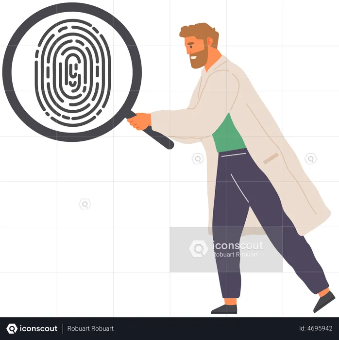 Scientist Examine Fingerprint  Illustration