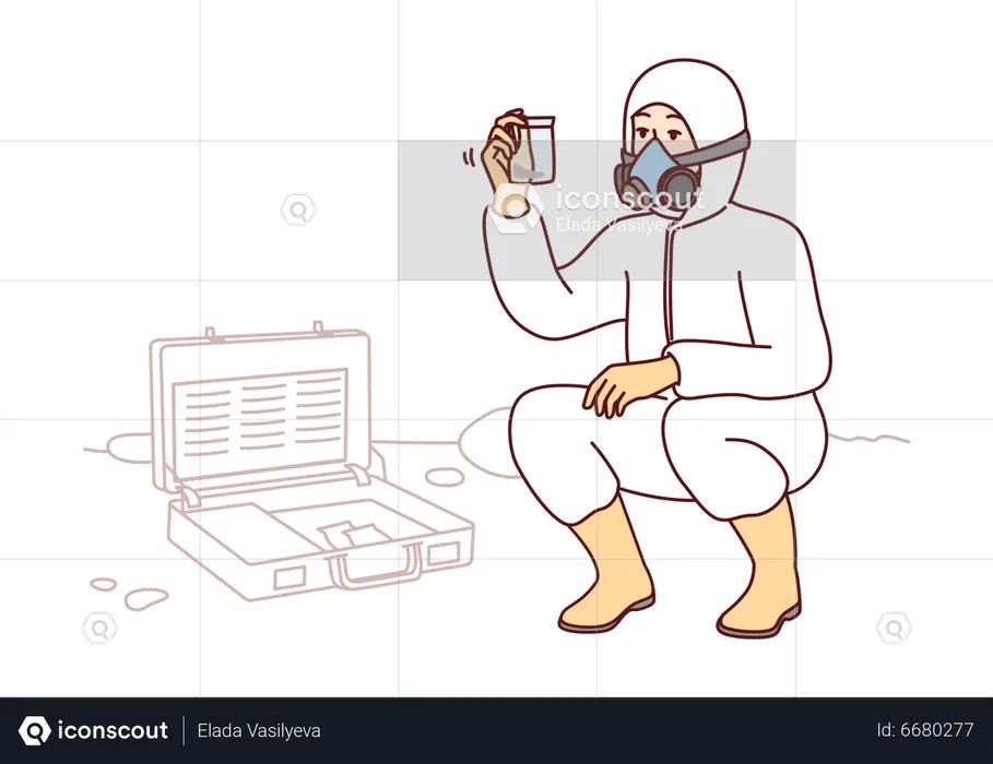 Scientist getting chemical sample in lab  Illustration