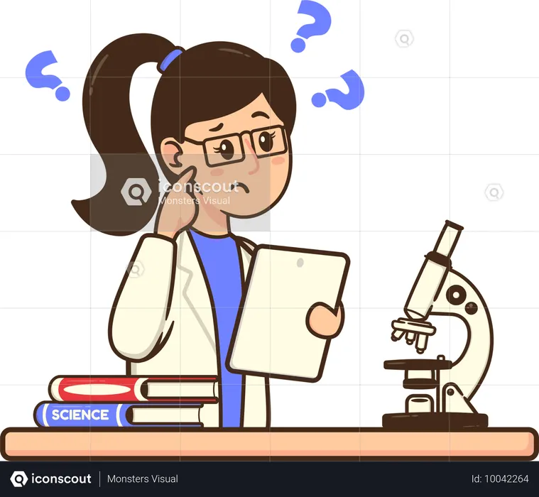 Scientist getting confused with experiment analysis  Illustration