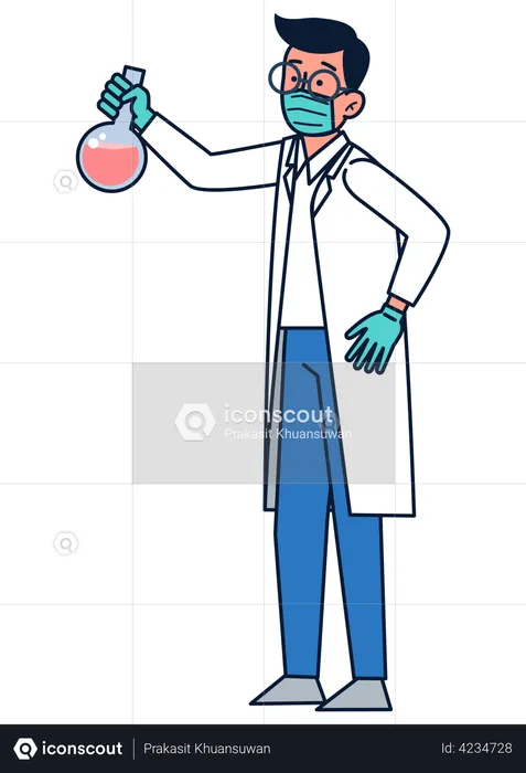 Scientist holding beaker  Illustration