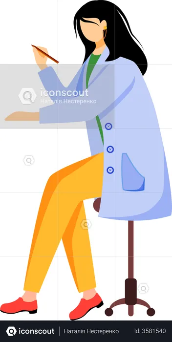 Scientist in blue lab coat  Illustration