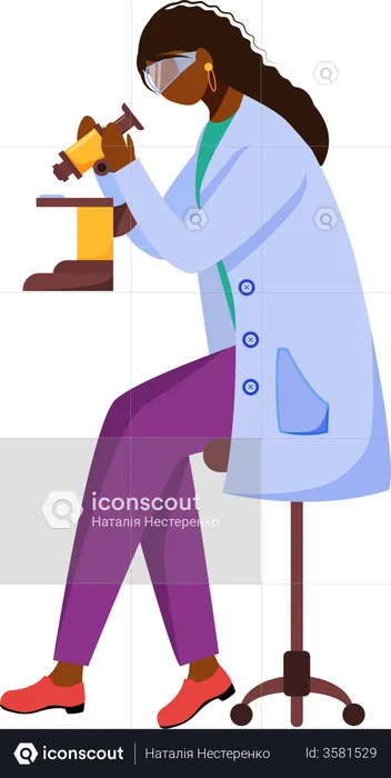 Scientist in lab coat with protection glasses  Illustration