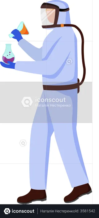 Scientist in protective suit  Illustration