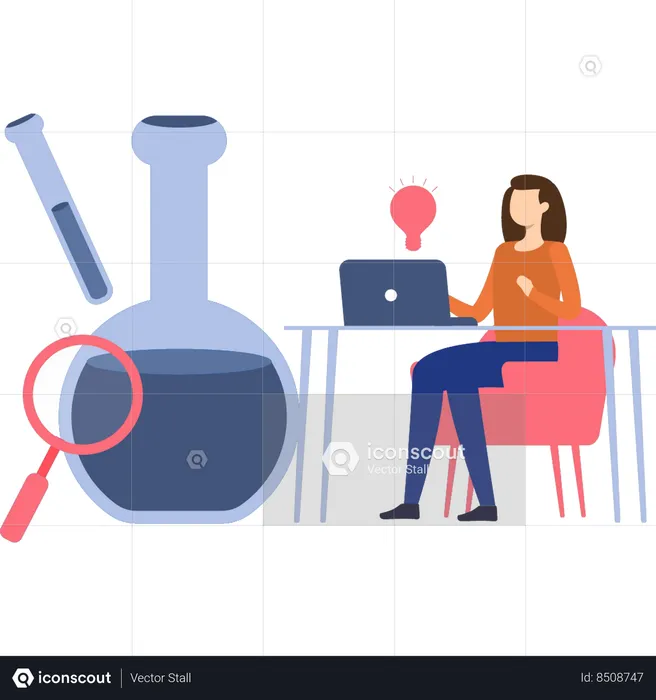 Scientist is experimenting with an idea  Illustration