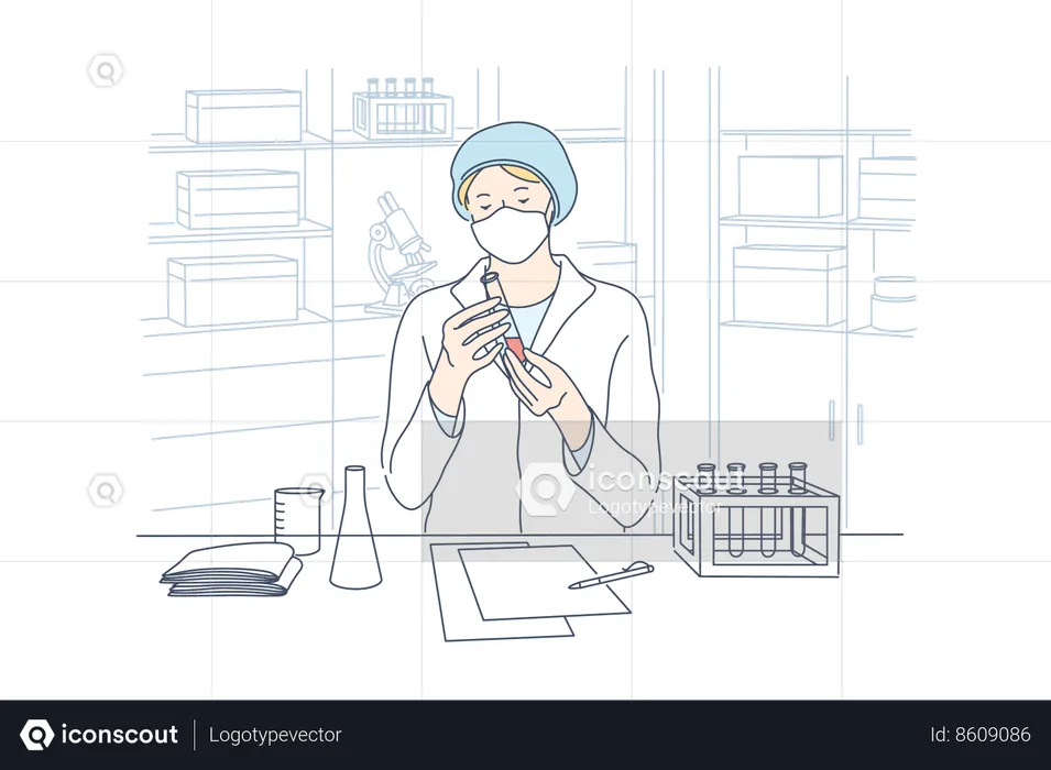 Scientist is researching on chemicals  Illustration