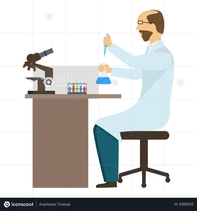 Scientist is testing chemicals  Illustration