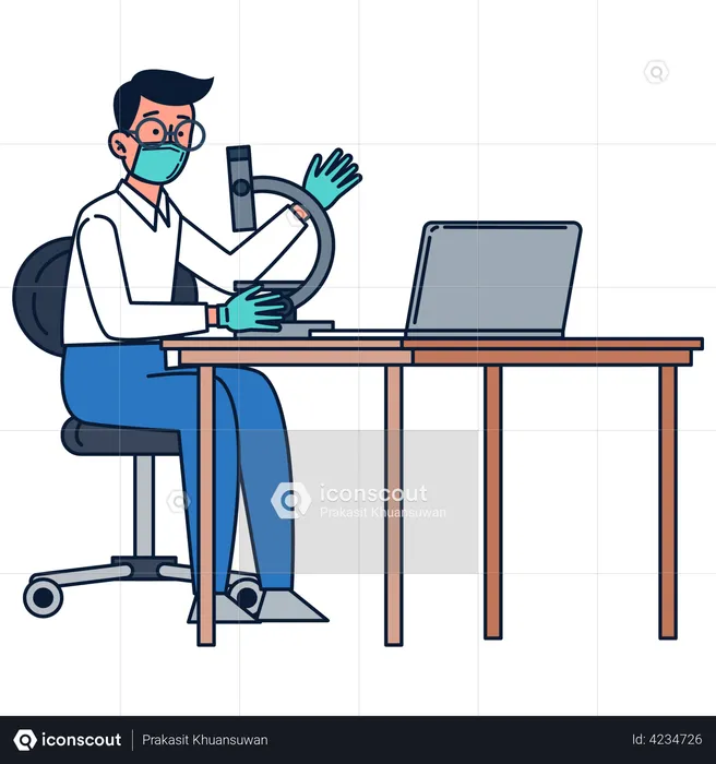 Scientist looking into microscope  Illustration