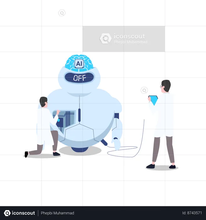 Scientist making ai robot  Illustration