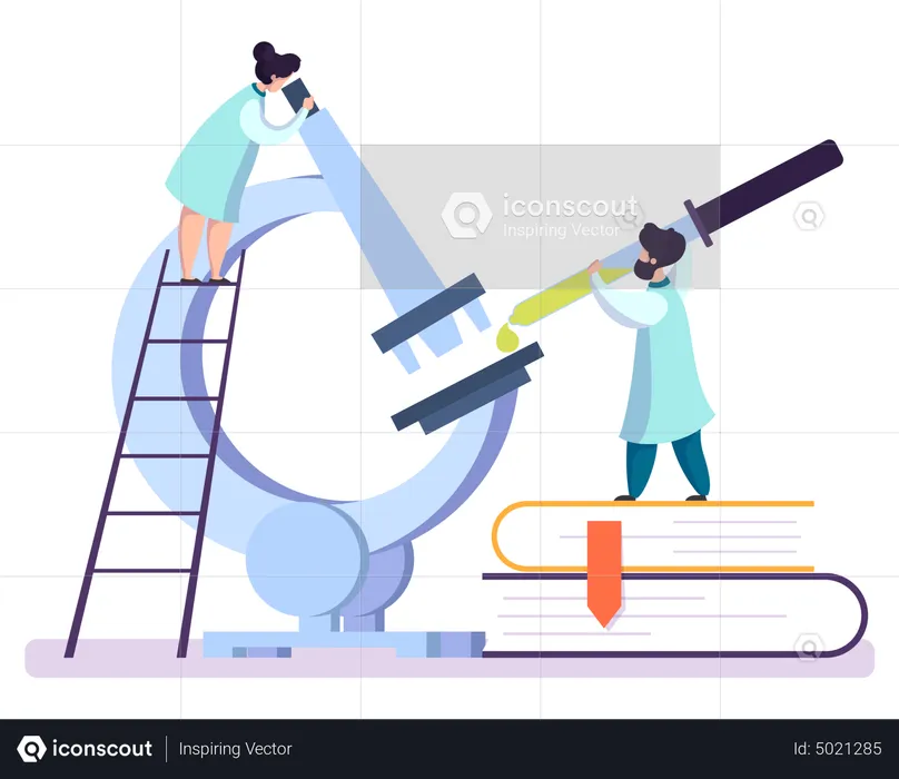 Scientist making clinical test and analysis  Illustration