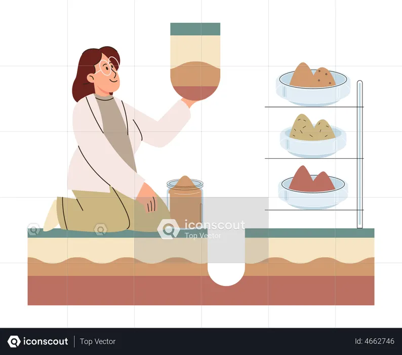 Scientist measuring ground level  Illustration