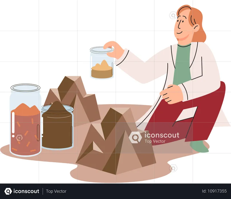 Scientist measuring ground levels status  Illustration