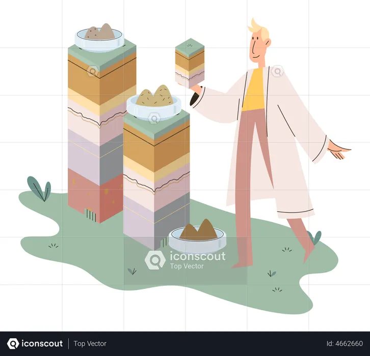 Scientist measuring ground levels status  Illustration