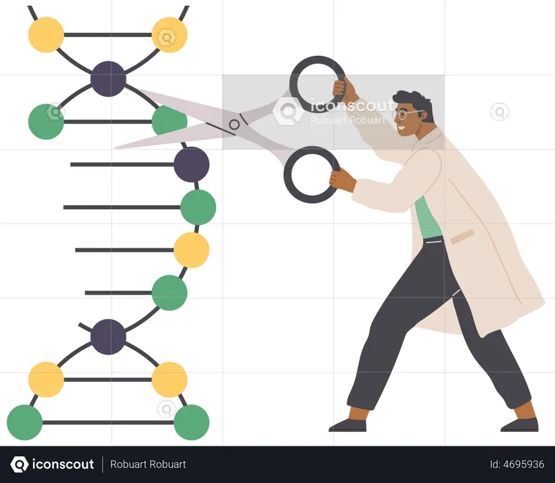 Scientist Modifying Dna Molecule  Illustration