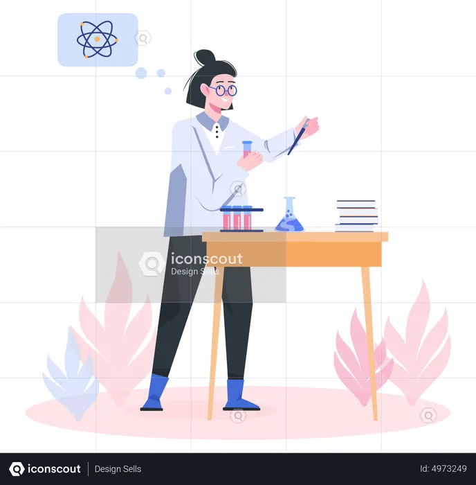 Scientist performs chemical experiments in scientific laboratory  Illustration