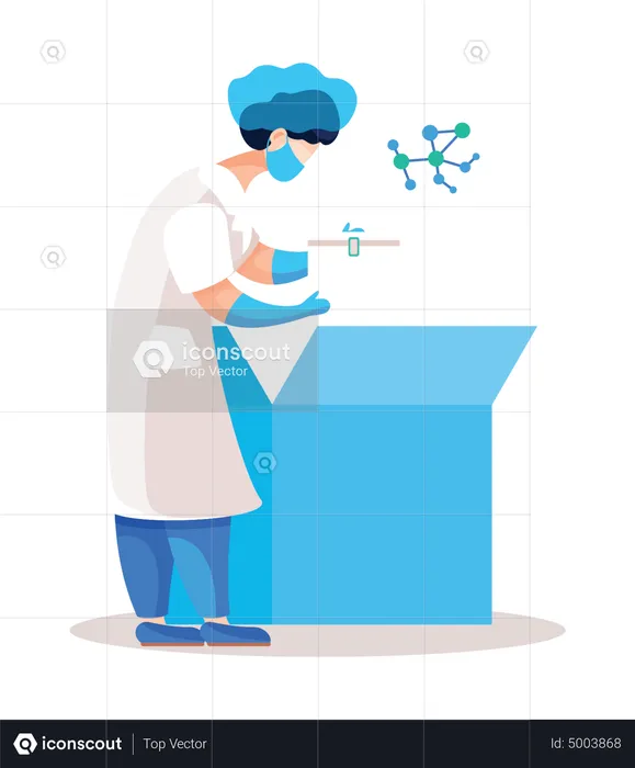 Scientist performs chemical experiments in scientific laboratory  Illustration