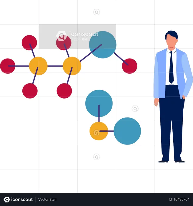 Scientist presenting structure atom  Illustration