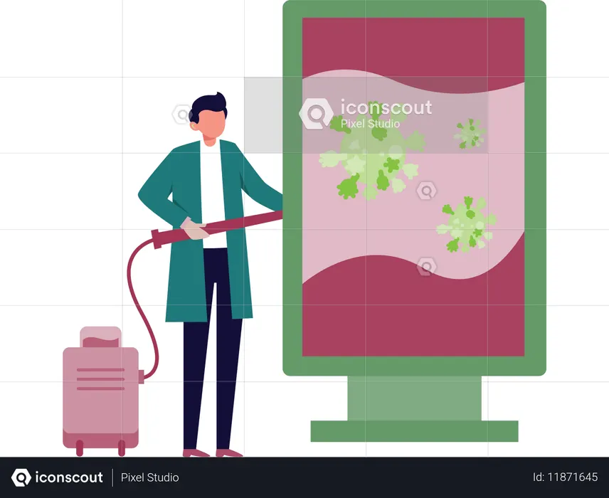 Scientist removing virus  Illustration