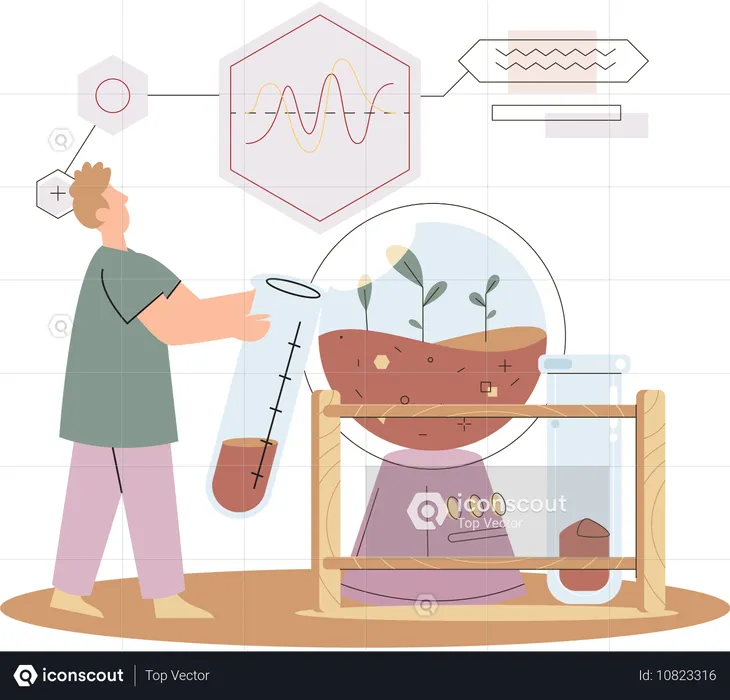 Scientist research on plant  Illustration