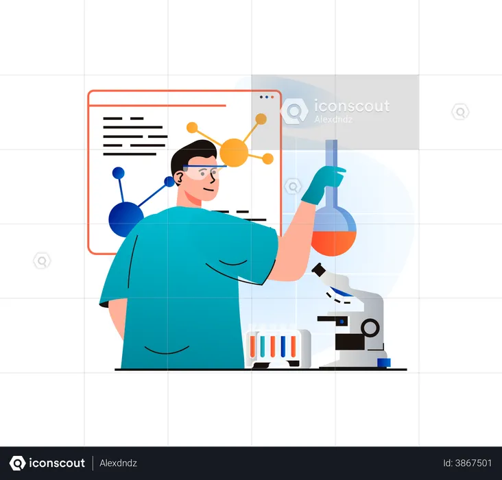Scientist researching chemicals  Illustration