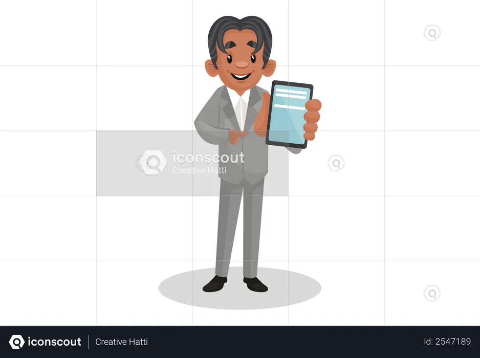 Scientist showing a mobile phone  Illustration