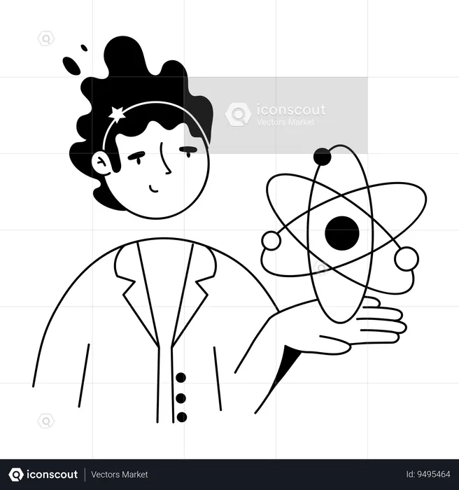 Scientist showing atom  Illustration