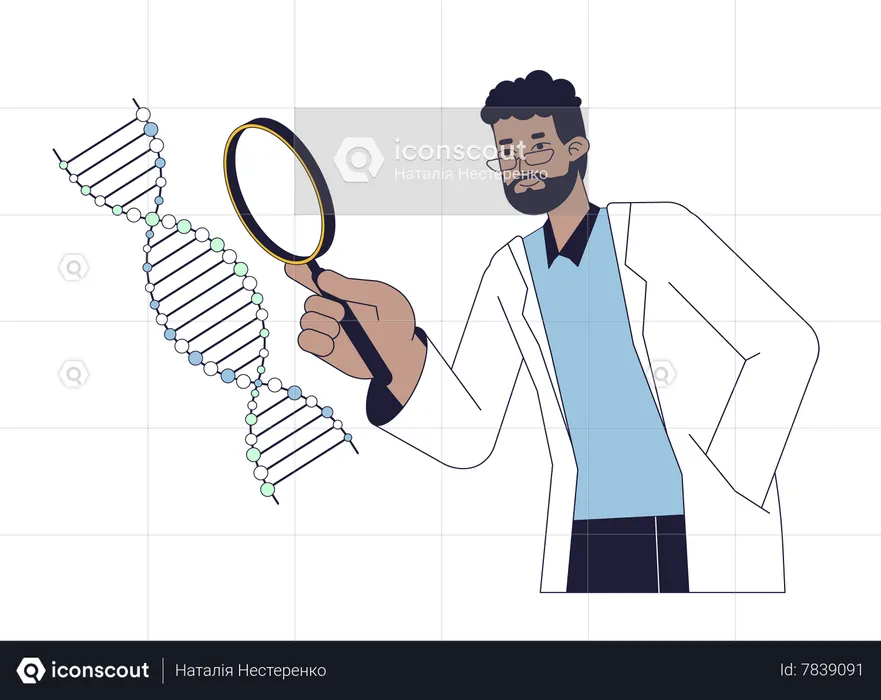 Scientist study DNA helix  Illustration