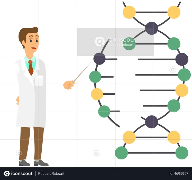 Scientist Studying Dna Molecule  Illustration