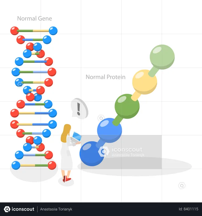 Scientist studying DNA molecules  Illustration