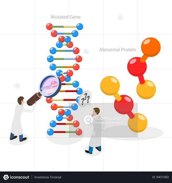 Scientist studying DNA molecules  Illustration