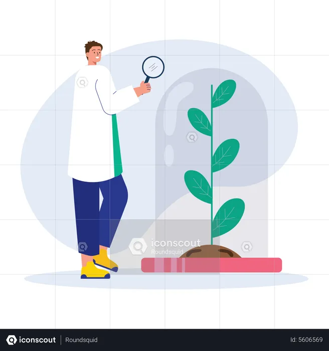 Scientist studying plant spices  Illustration
