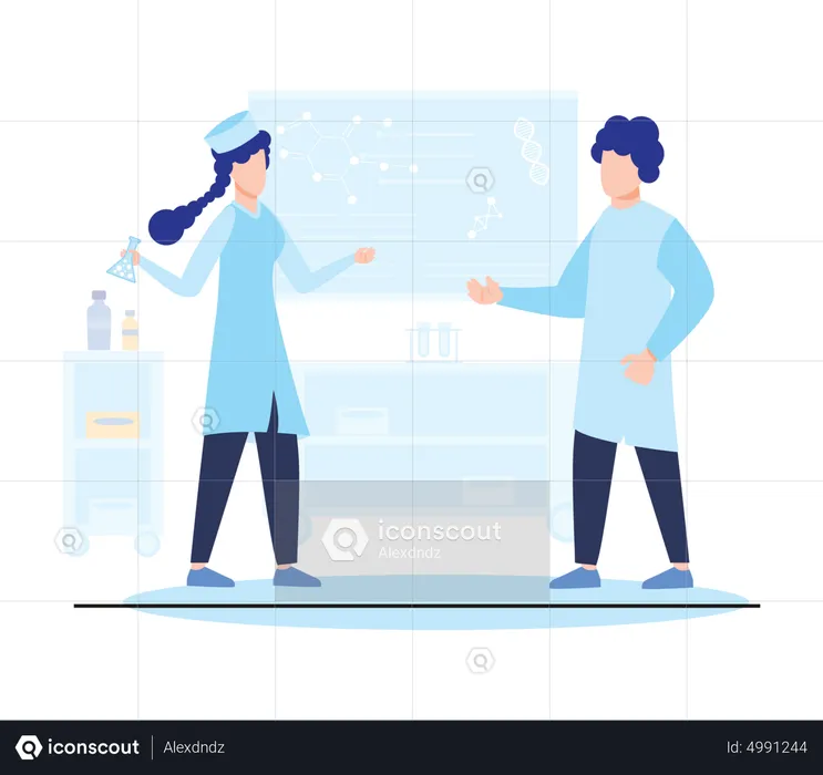 Scientist team experiments in laboratory  Illustration