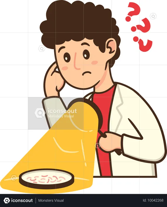 Scientist thinking of bacteria analysis  Illustration