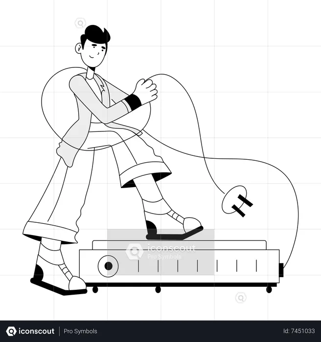 Scientist with Machine  Illustration