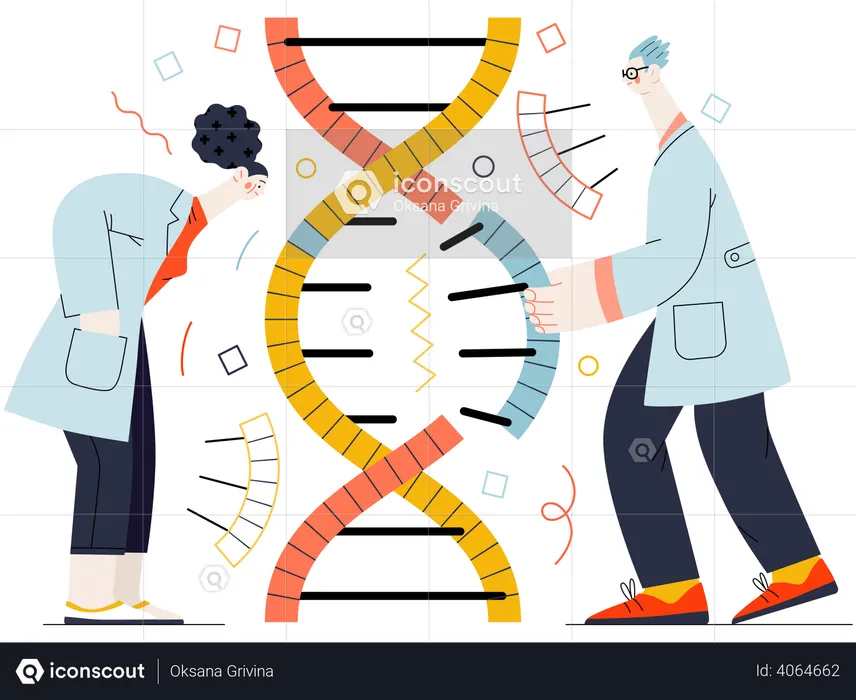 Scientist working on DNA research  Illustration