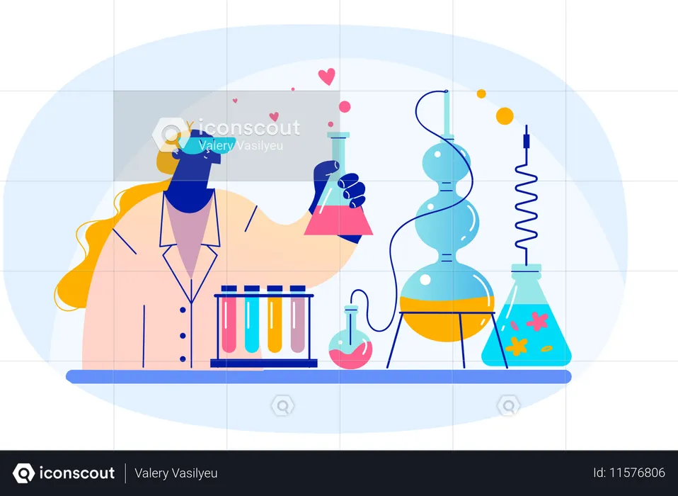 Scientist working on lab apparatus  Illustration