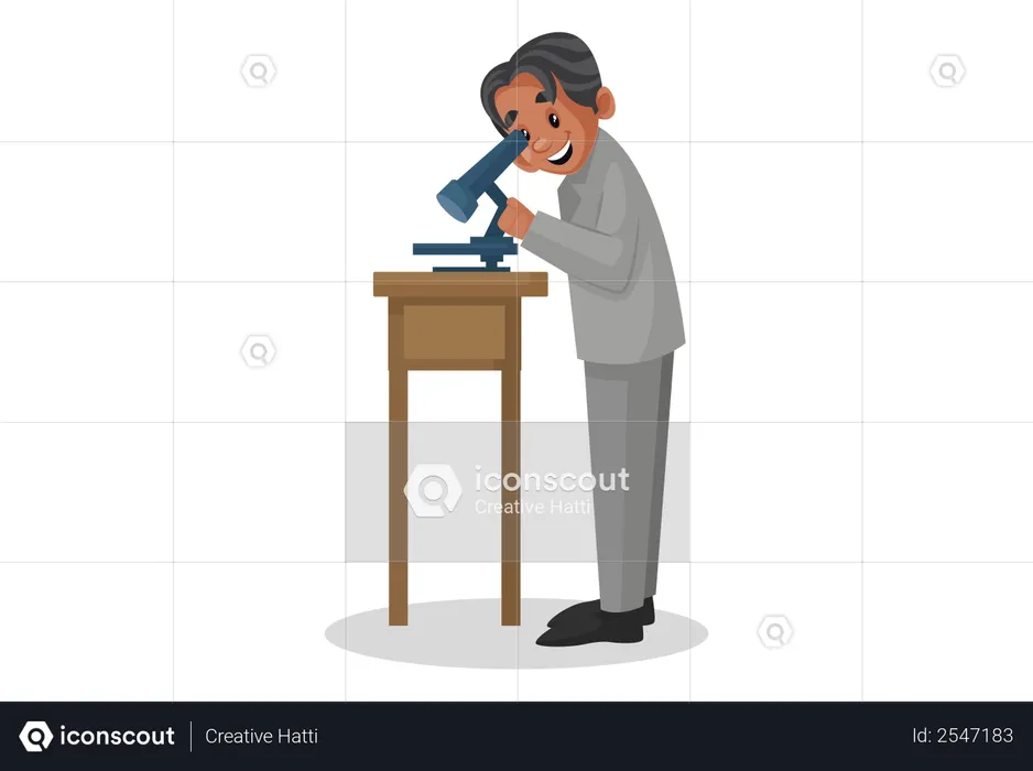 Scientist working with microscope in laboratory  Illustration