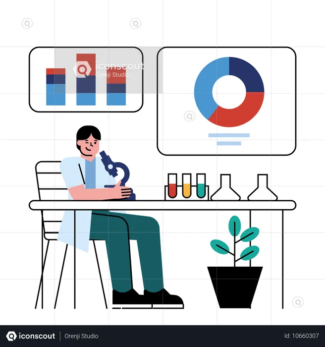 Scientist works in Research lab  Illustration