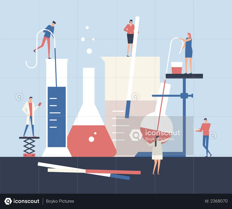 Scientists doing experiments  Illustration
