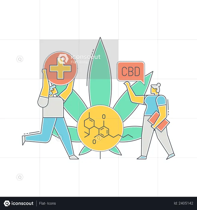 Scientists doing research on Hemp plant  Illustration