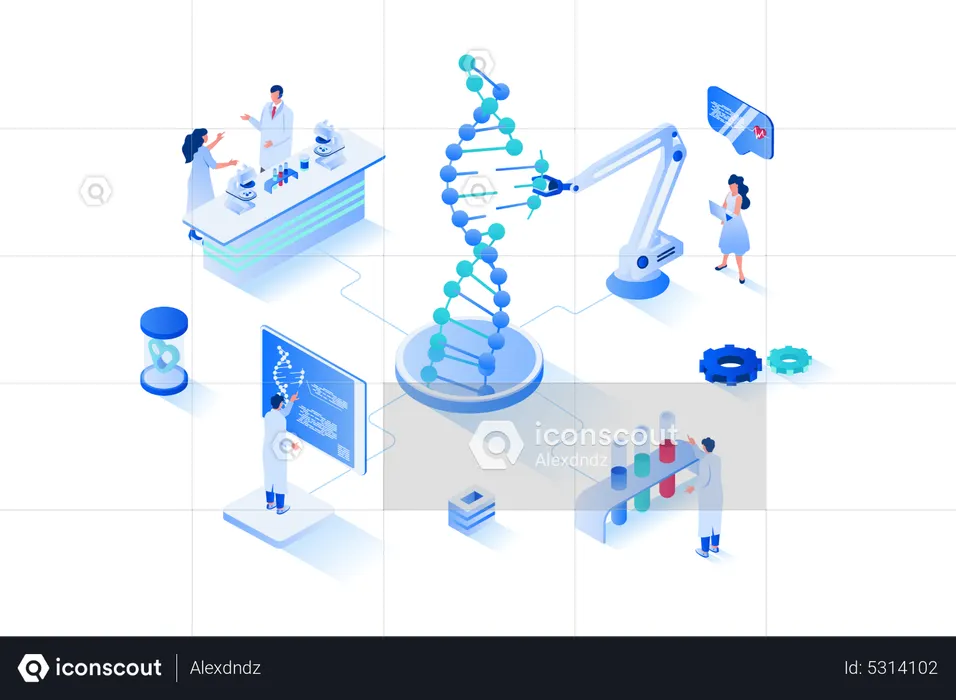 Scientists explore molecular structure of dna  Illustration